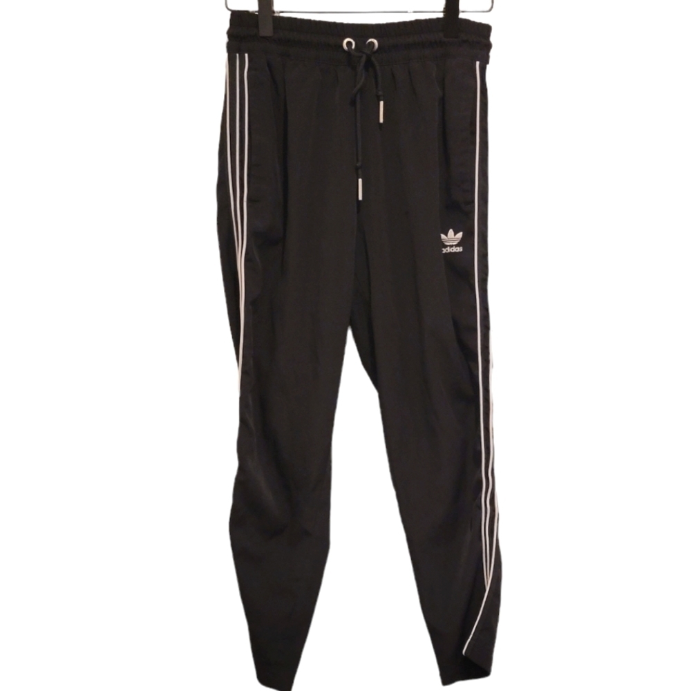 2/$18 Adidas Black Striped Track Running Performance Pants Joggers Extra Small